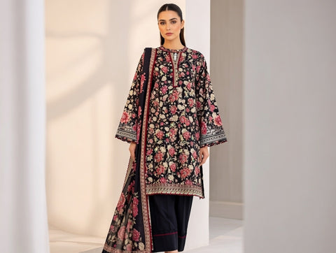 3 PCS Lawn Suit with Trouser & Dupatta