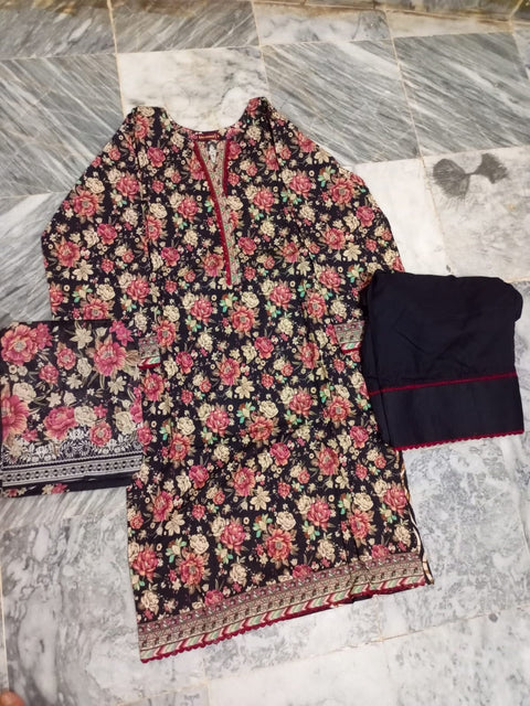 3 PCS Lawn Suit with Trouser & Dupatta