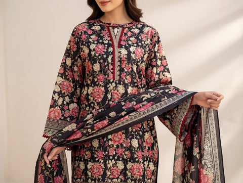3 PCS Lawn Suit with Trouser & Dupatta