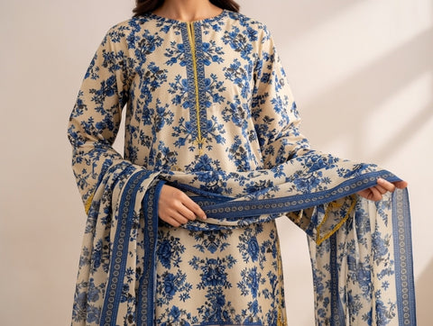 3 PCS Lawn Shirt with Trouser & Dupatta