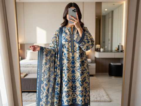 3 PCS Lawn Shirt with Trouser & Dupatta