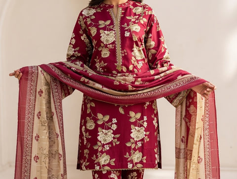 3 PCS Lawn Suit with Trouser & Dupatta