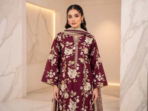 Premium 3 PCS Lawn Suit with Trouser & Dupatta