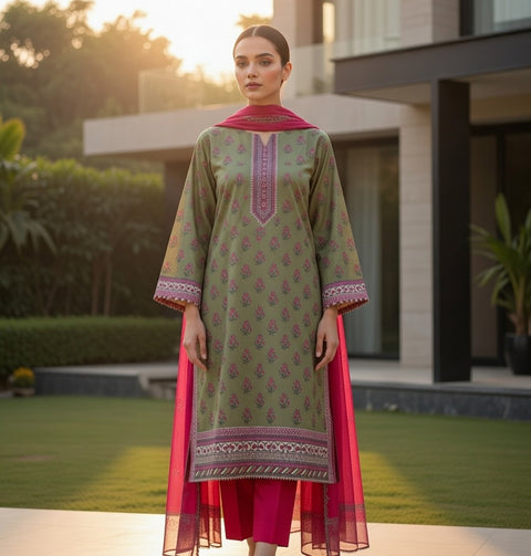 3 PCS Suit Khaddar Premium Shirt with trouser & Dupatta