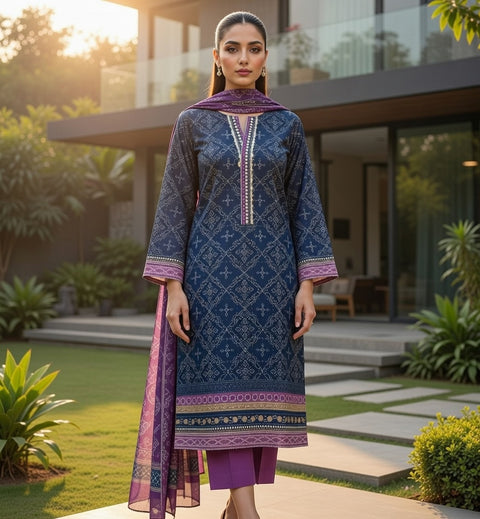 3 PCS Premiuim Khaddar Shirt with Trouser & Dupatta
