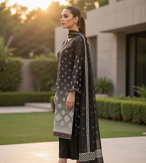 3 PCS Khaddar Suit Shirt with Trouser & Dupatta