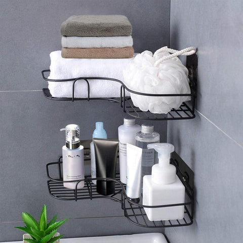 Durable Black PVC Toilet Organizer Rack - 2 Pcs for Efficient Bathroom Storage
