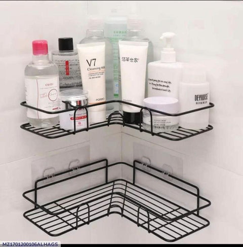 Durable Black PVC Toilet Organizer Rack - 2 Pcs for Efficient Bathroom Storage