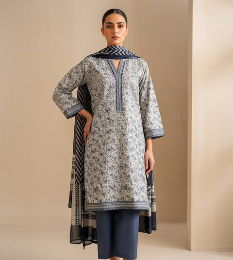 3 PCS Suit – Khaddar Shirt with Trouser & Dupatta