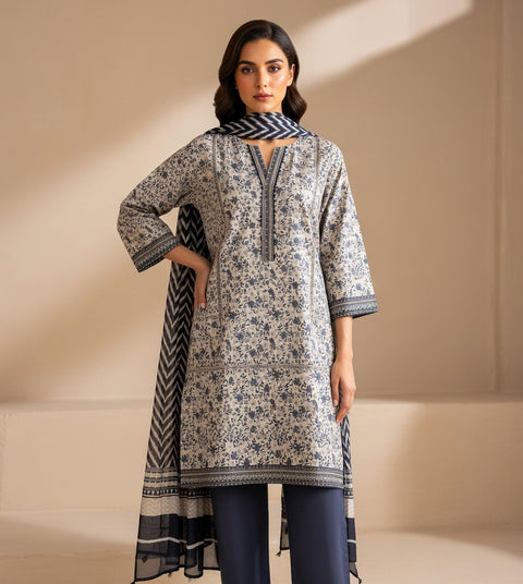 3 PCS Suit – Khaddar Shirt with Trouser & Dupatta