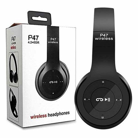 Wireless Stereo Headphones – Black (P47)