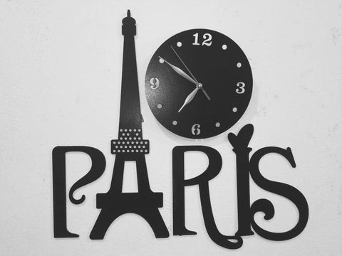 3D Wooden Paris Wall Clock – Abstract Art Design