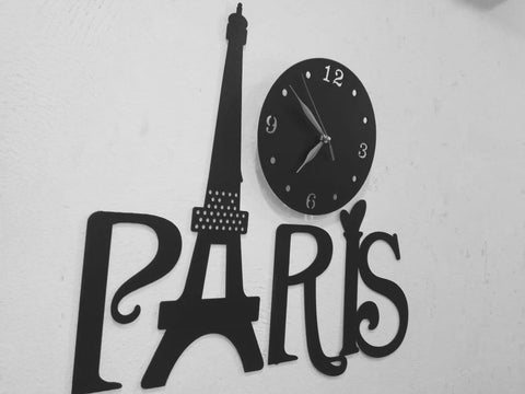 3D Wooden Paris Wall Clock – Abstract Art Design