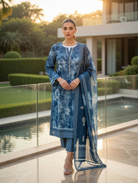 3PCS Suit Khaddar Premium Shirt with Trouser & Dupatta