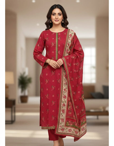 3 PCS Bin Saeed Khaddar Shirt with Trouser & Dupatta