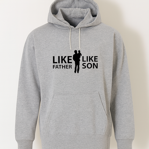 Full Grey Hoodie Father And Son Printed For Men And Boys